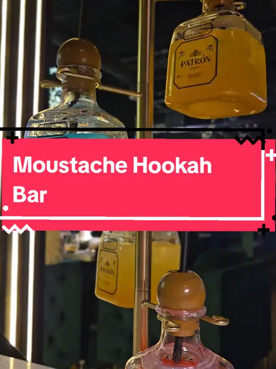 Moustache Hookah Bar in Sandy Springs showing fine dining, persian dishes, hookah, patron towers, hip-hop music, video by antlantaeats on TikTok