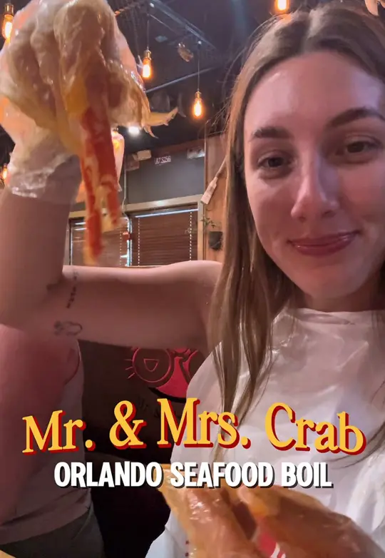 Mr. & Mrs. Crab Juicy Seafood & Bar - Kissimmee in Kissimmee showing seafood boil, snow crab, sausage, mr. & mrs. crab special seasoning, coupon discount, video by datenightorl on TikTok