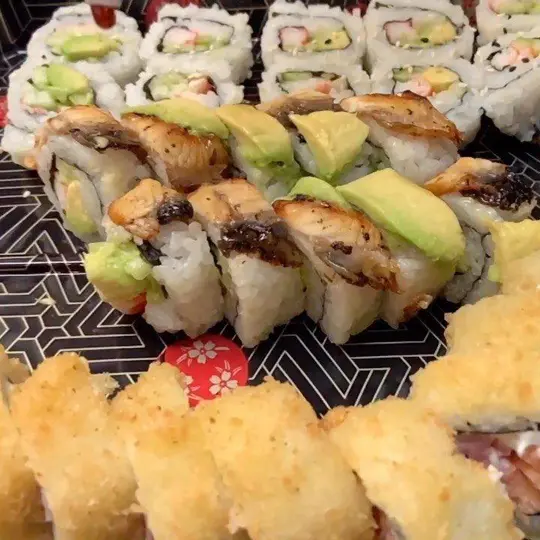 Mr Sushi Express in Kissimmee showing food, eel sauce, video by Mr Sushi Express on Facebook