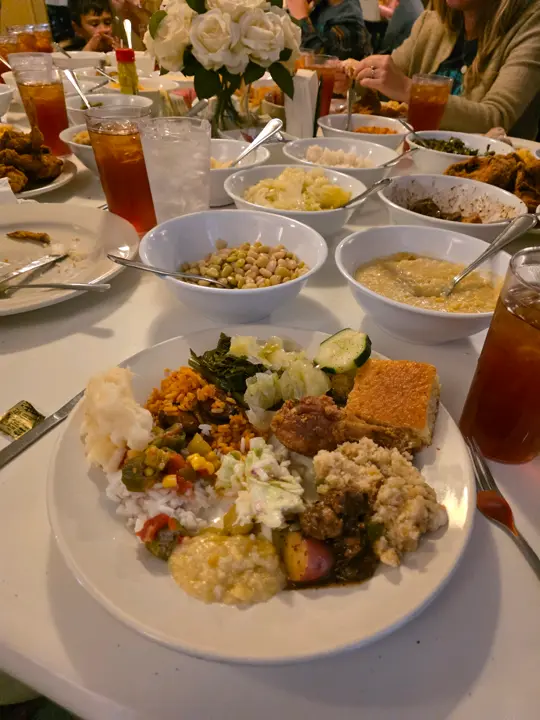 Mrs. Wilkes Dining Room in Savannah showing restaurant visit, family style dining, southern food, video by the.savannah.lady on TikTok