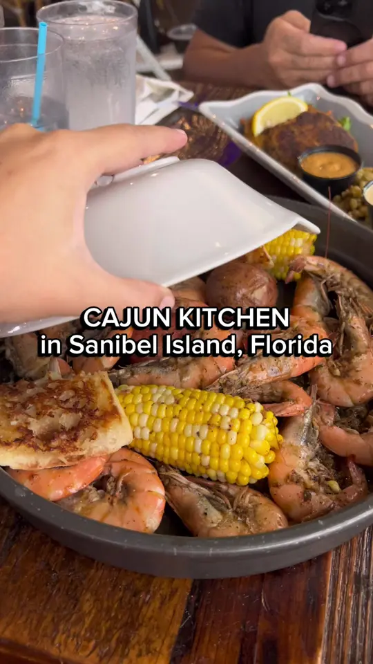 MudBugs Cajun Kitchen in Sanibel showing food, crawfish, atmosphere, sunset, visit, video by loveswfl on TikTok