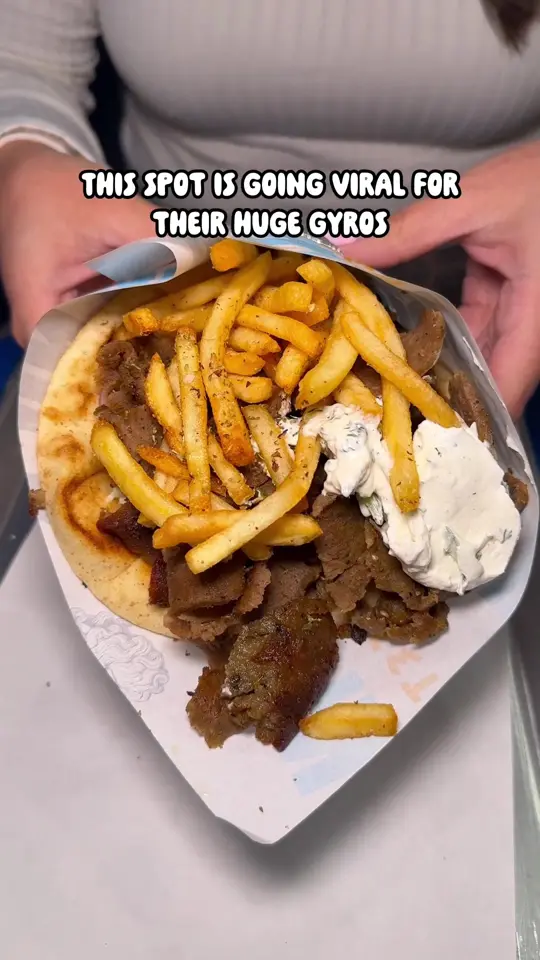 My Cousin Nick in Coral Gables showing restaurant, lamb gyro, folded cheeseburger, baklava, video by iviethefoodie on TikTok