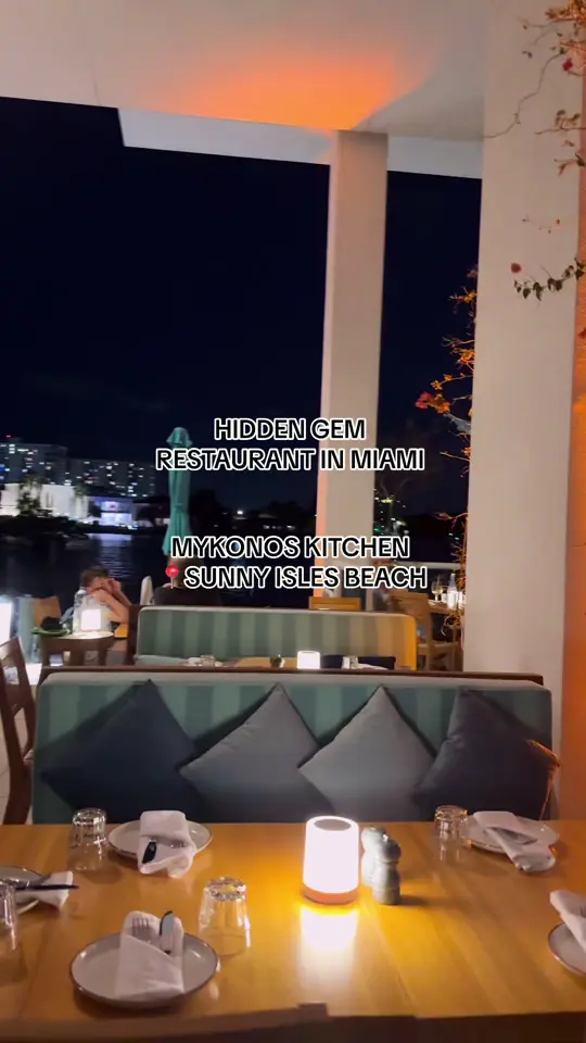 Mykonos Kitchen and Bar in Sunny Isles Beach showing review, greek dishes, atmosphere, service, video by gabkoretsky on TikTok