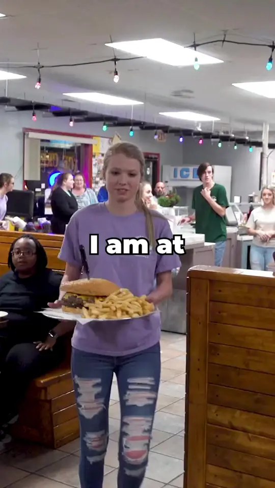 Myra Jean's in Crawfordville showing food challenge, burger challenge, french fries, video by Randy Santel on Facebook