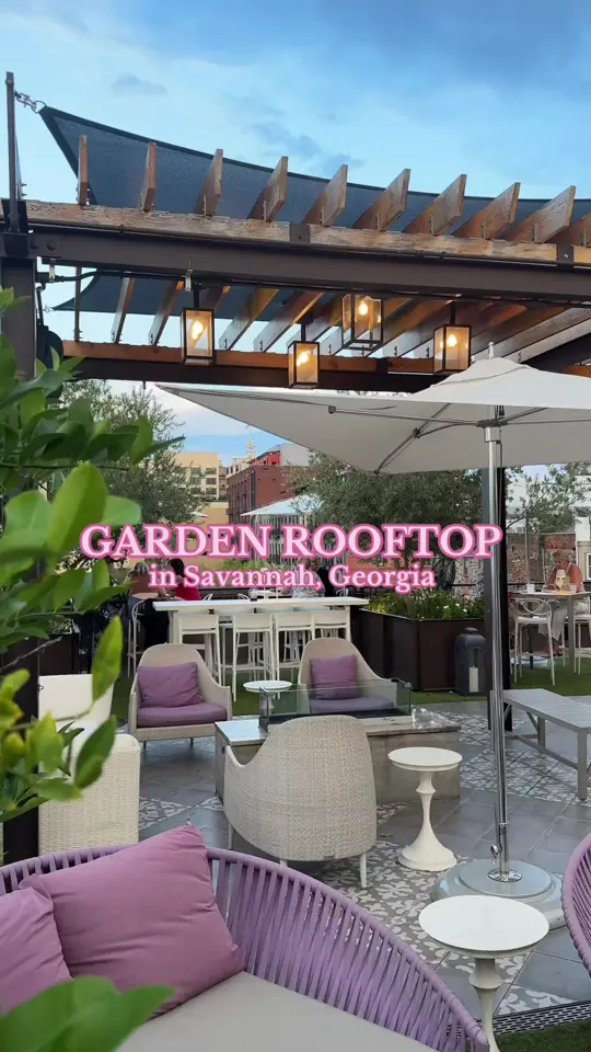 Myrtle & Rose Rooftop Bar in Savannah showing review, visit, small plates, blistered shishito peppers, tuna tostada, summer squash & burrata, chili garlic shrimp, mushroom toast, patatas bravas, lemon breez, video by thelongweekender on TikTok
