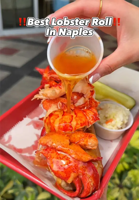 Mystic Lobster Roll Co - Naples, Vanderbilt Shoppes in Naples showing review, old fashion new england lobster roll, hawaiian roll, video by mayitakeabite on TikTok