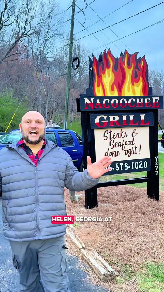 Nacoochee Grill in Helen showing food, mountain views, video by mcfli_guy on TikTok