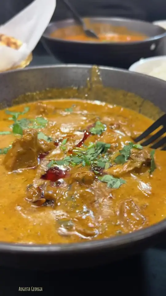 Namaste Indian Street Food in Evans showing food, butter chicken, video by sagequeen1111 on TikTok