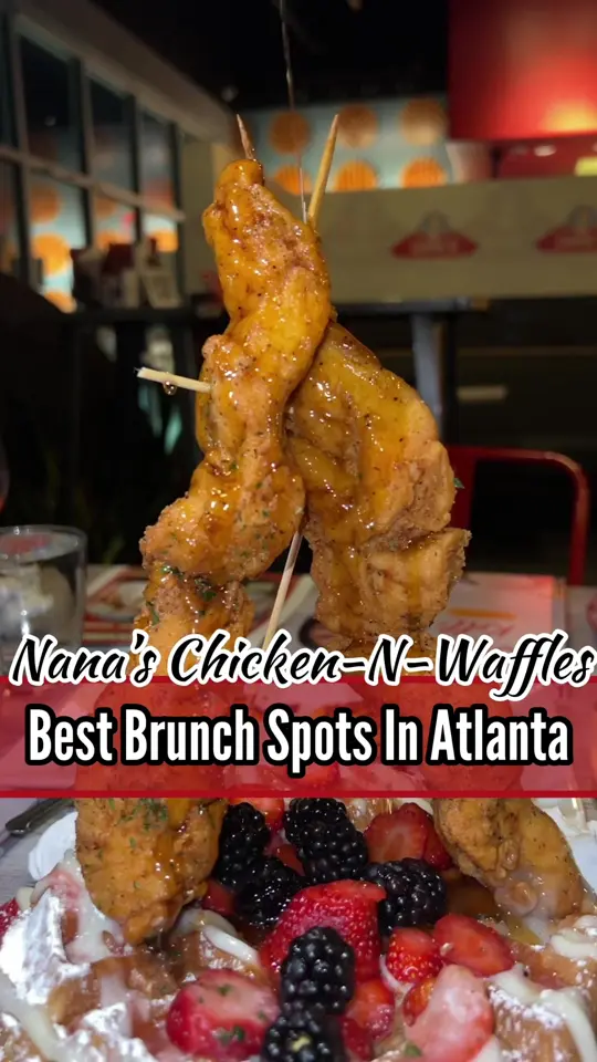 Nana's Chicken-N-Waffles in McDonough showing review, southern food, cocktails, video by _sunshineeats on TikTok