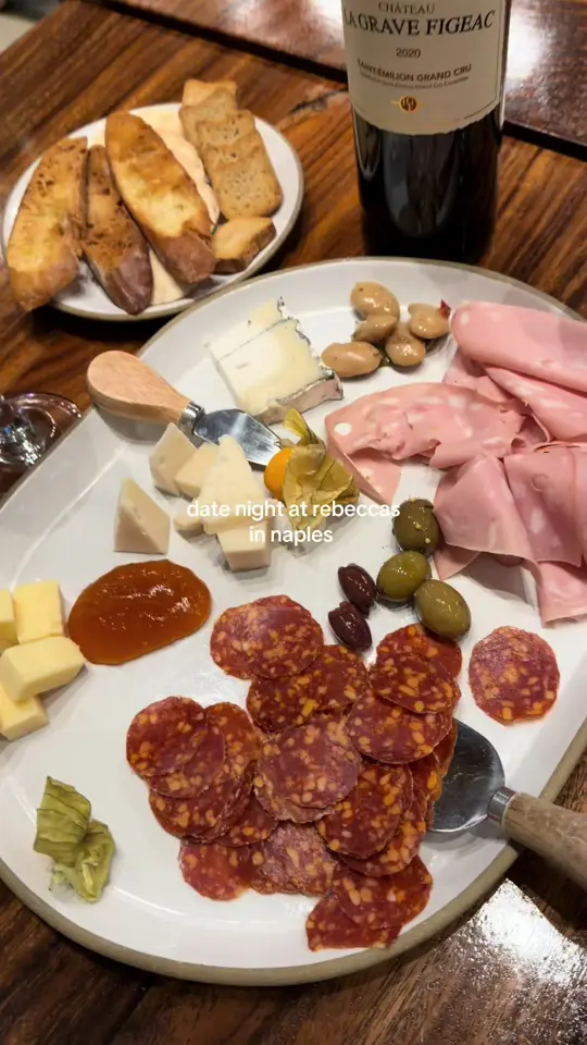 Naples Society Wine Bar in Naples showing wine, pepperoni pizza, date night, girls night out, video by brittnucci.sims on TikTok