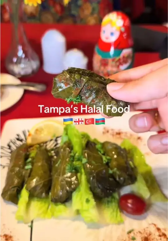 Nene's Restaurant & Bar in Tampa showing khinkali, murabba, sorma/dolma, vareniki, video by tampaiman on TikTok