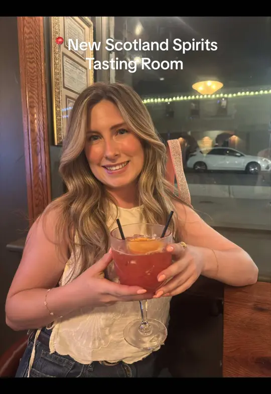 New Scotland Spirits Tasting Room in Albany showing cocktail, speakeasy vibes, video by jennajewell on TikTok