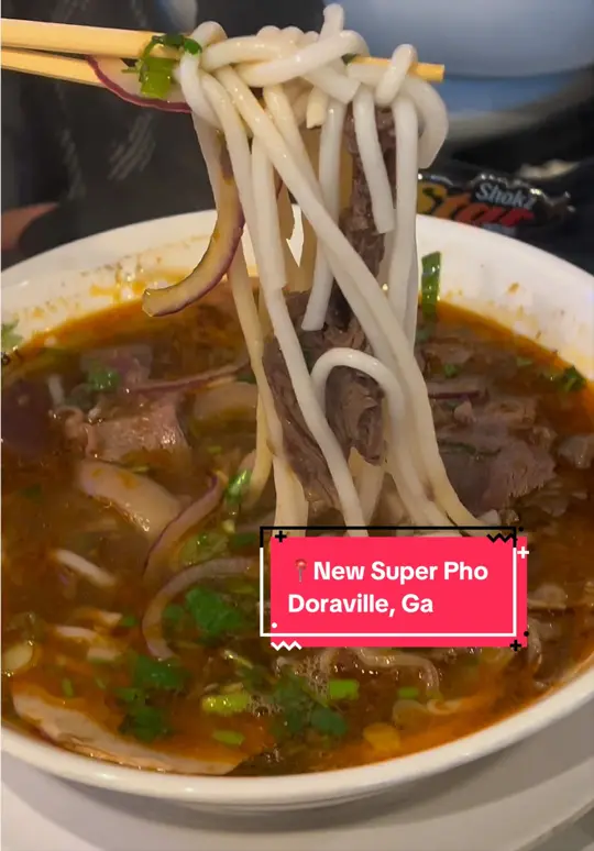 New Super Pho - Doraville in Doraville showing food, bun bo hue, video by eaternallyhappy on TikTok