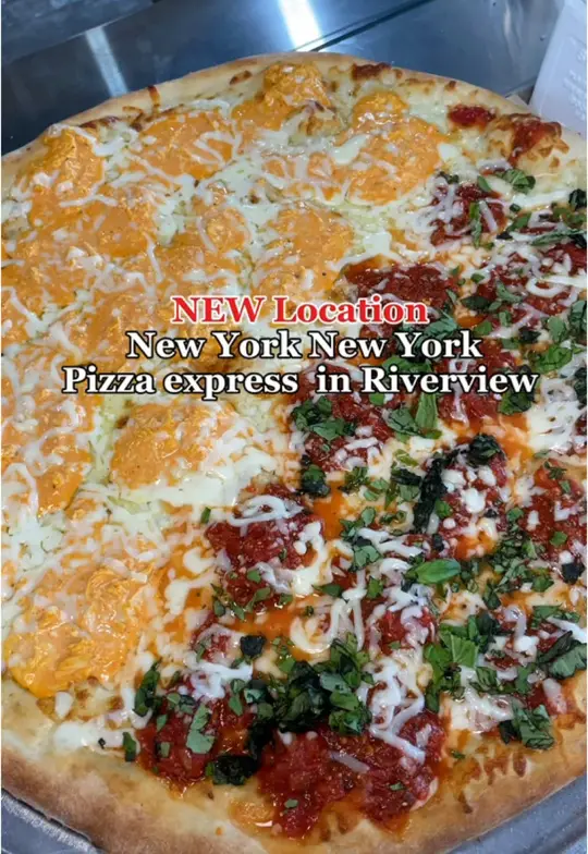 New York New York Pizza in Riverview showing express location, slice, calzone, video by newyorknewyorkpizza on TikTok