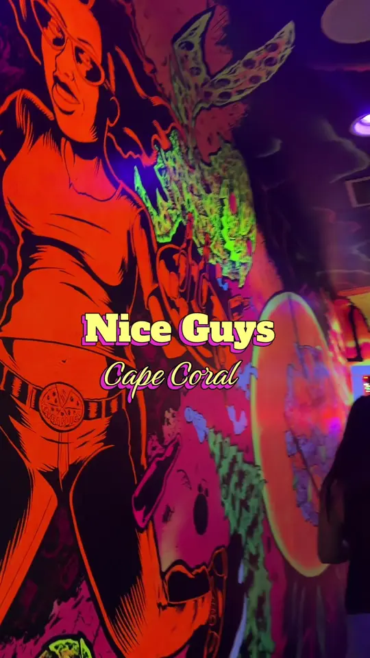 Nice Guys Beer & Pizza Lounge in Cape Coral showing pizza, photo booth pics, pinball, drinks, video by maevamonteiro2 on TikTok