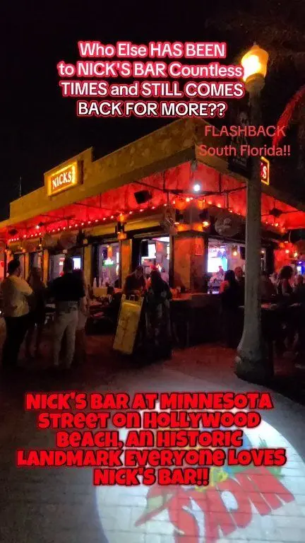 Nicks Bar & Grill in Hollywood showing drinks, live music, video by Flashback South Florida - Memories and M on Facebook
