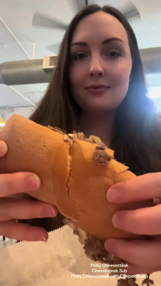 Nicky's Undefeated (Cheesesteaks & Hoagies) in Tucker showing review, visit, cheesesteak, cooper sharp cheese, gluten-free bread, sesame seed hoagies, video by cookingcoconut on TikTok
