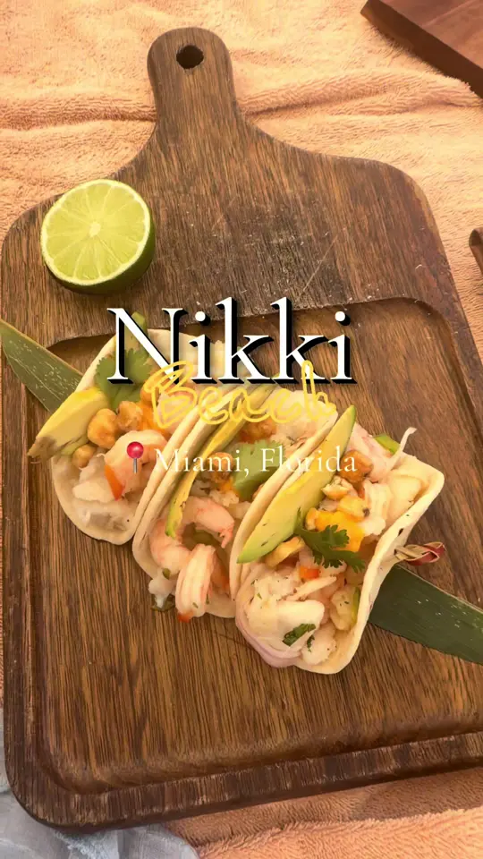 Nikki Beach in Miami showing visit, atmosphere, drinks, champagne, video by onthegowithnic on TikTok