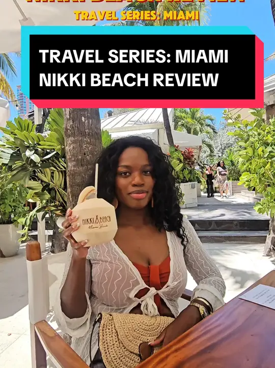 Nikki Beach in Miami showing review, beachfront dining, chill vibes, beach access, video by hey.itsaime on TikTok
