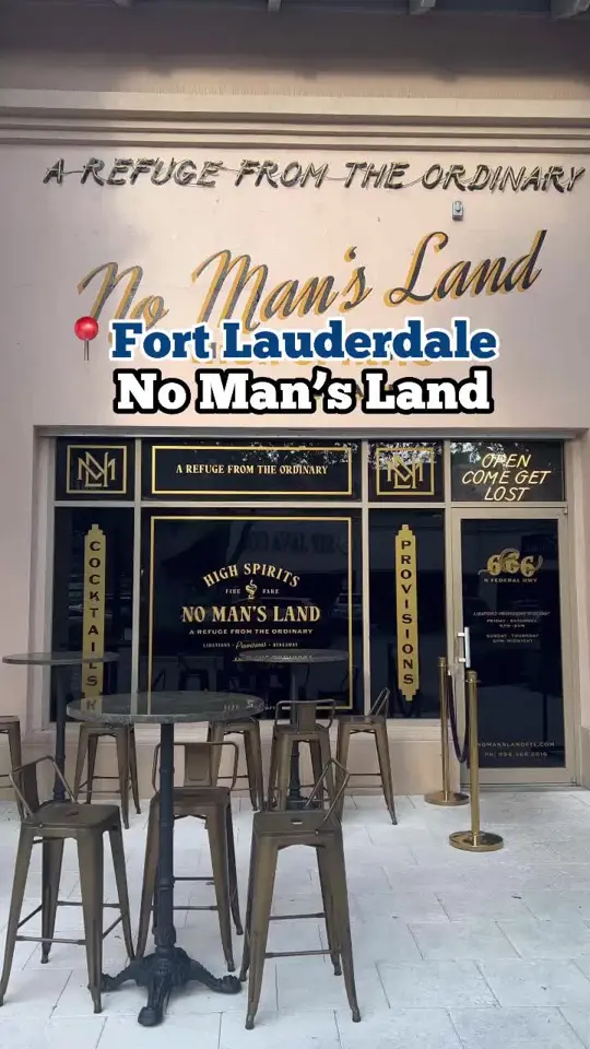 No Man's Land Cocktail Parlor & Eatery in Fort Lauderdale showing cocktail, speakeasy bar, video by ms.soflo on TikTok