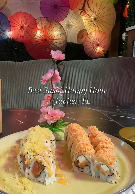 Noble Thai & Sushi Bistro in Jupiter showing happy hour, sushi, video by alleyholland on TikTok