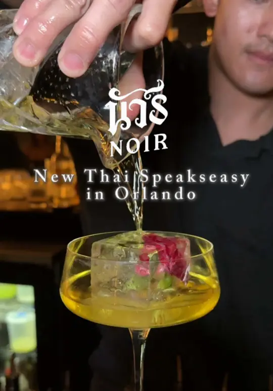 Noir Bar in Orlando showing cocktail, adam & eve, fall of man, video by binminmunch on TikTok