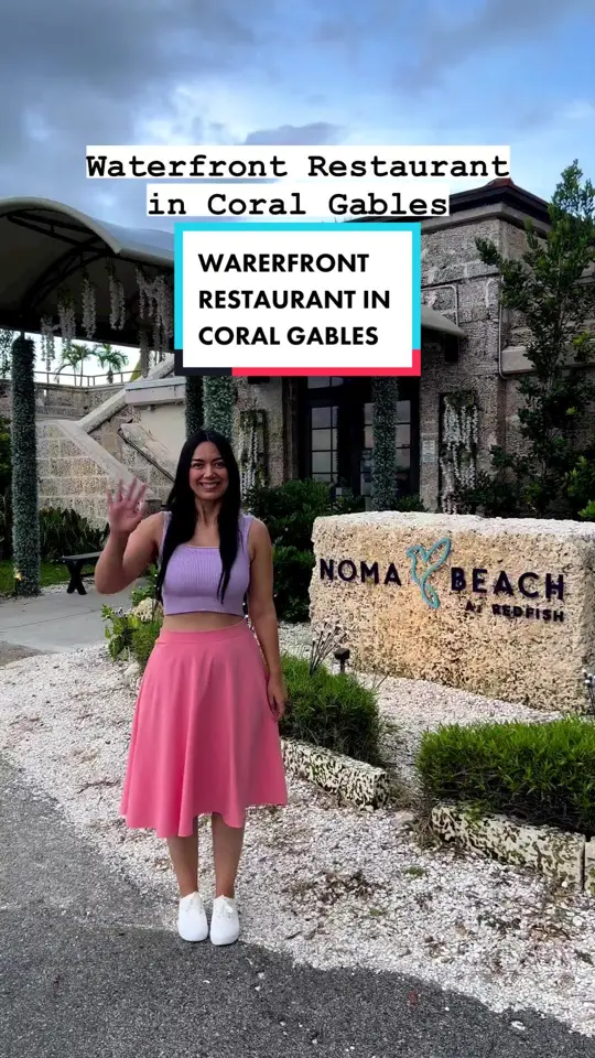 NOMA Beach at Redfish in Coral Gables showing review, visit, oysters with vodka mignonette & cocktail sauce, jumbo shrimp cocktail, taste my melons, salty caramel afogatto, video by coralgableslove on TikTok