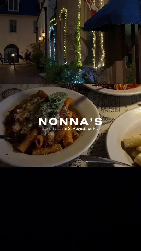 Nonnas Trattoria in St. Augustine showing italian food, pasta, restaurant visit, video by hailee_cox on TikTok