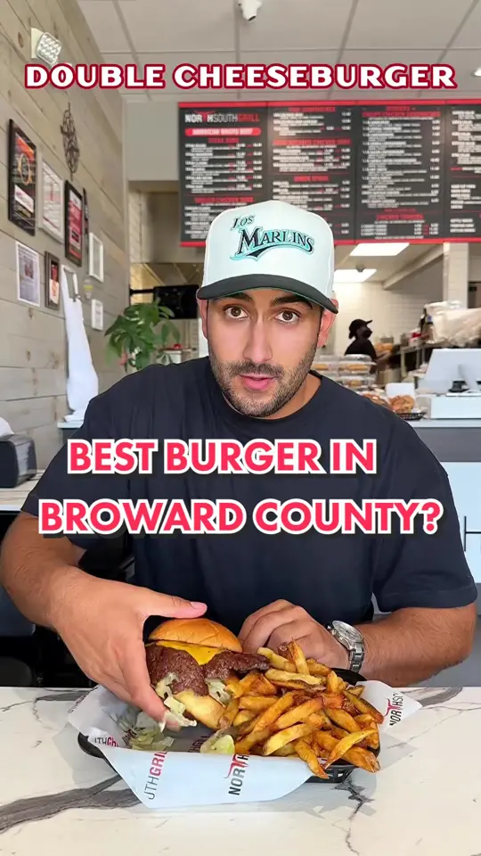 North South Grill in Pembroke Pines showing review, burger, video by mr.eats305 on TikTok