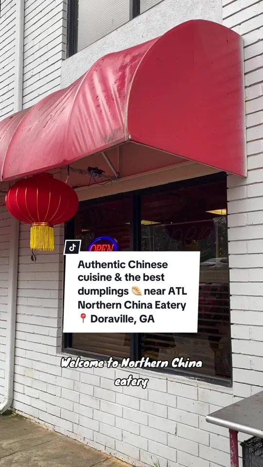 Northern China Eatery in Doraville showing review, pork and chive steamed dumplings, mandarin pork belly in brown sauce w/glass noodles, video by bri6910 on TikTok