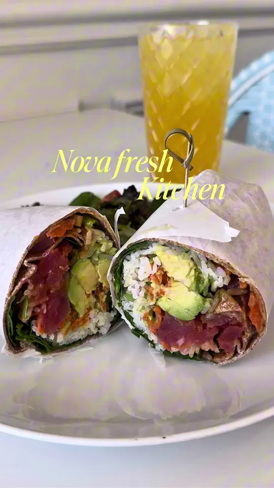 Nova Fresh Kitchen in Boca Raton showing restaurant, open hours, location, video by novafreshkitchen on TikTok