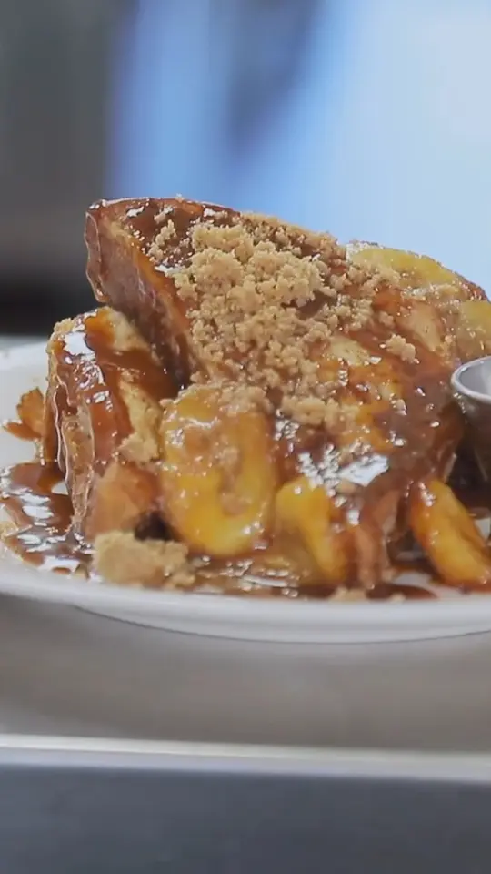 Nutmegs Cafe in Okeechobee showing food, bananas foster french toast, video by Food Network on Facebook