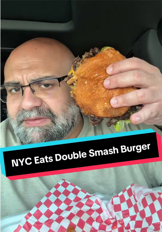 NYC Eats in Rome showing burger, smash patties, fries, onion rings, video by mosnaxx on TikTok