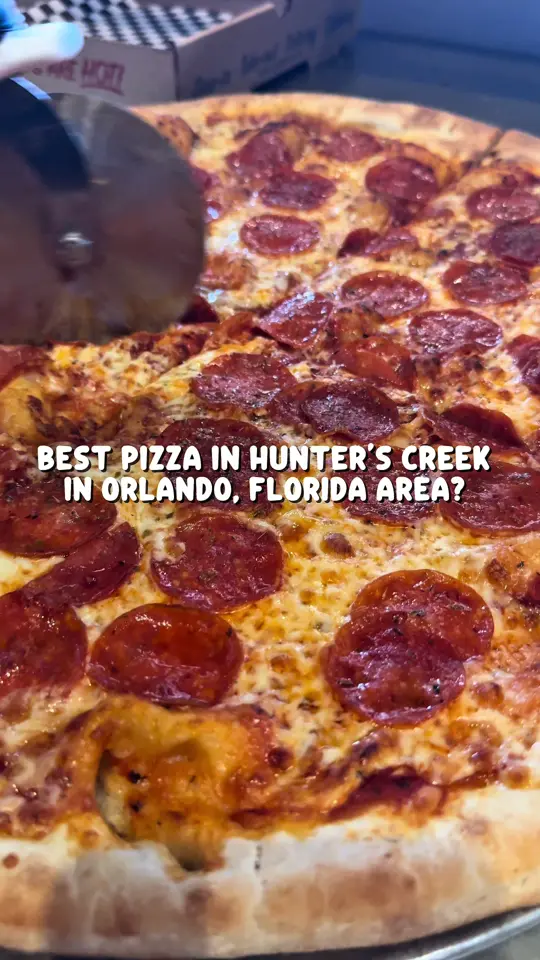 NYPD Pizza Hunters Creek in Orlando showing review, visit, video by tastychomps on TikTok