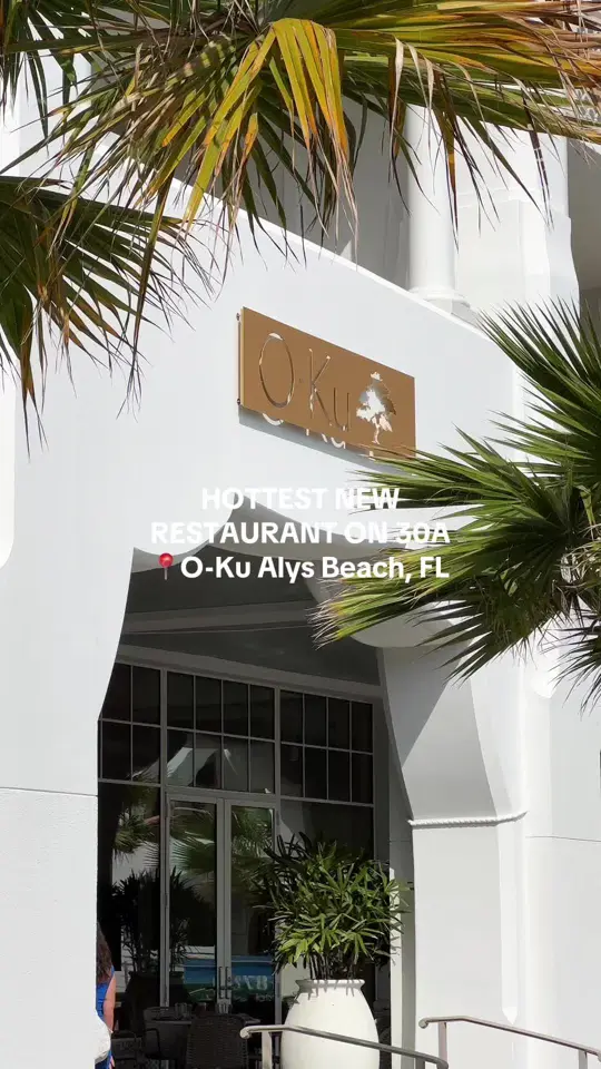 O-Ku in Alys Beach showing cocktail, sushi, video by hey30a on TikTok
