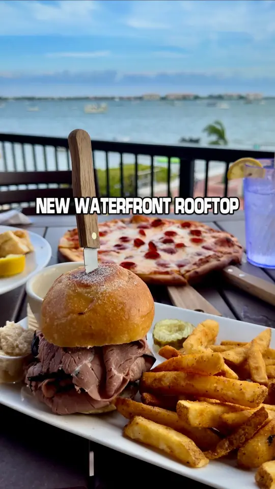  in Florida showing rooftop deck, waterfront views, seafood, tropical drinks, sunset cocktails, video by Things To Do Tampa Bay on Facebook