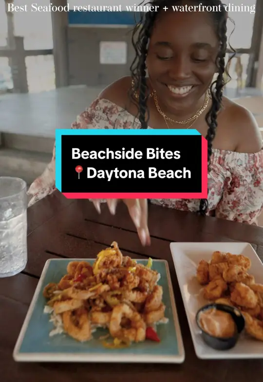 Ocean Deck Restaurant & Beach Bar in Daytona Beach showing restaurant, burger, drinks, video by accessatlanta on TikTok
