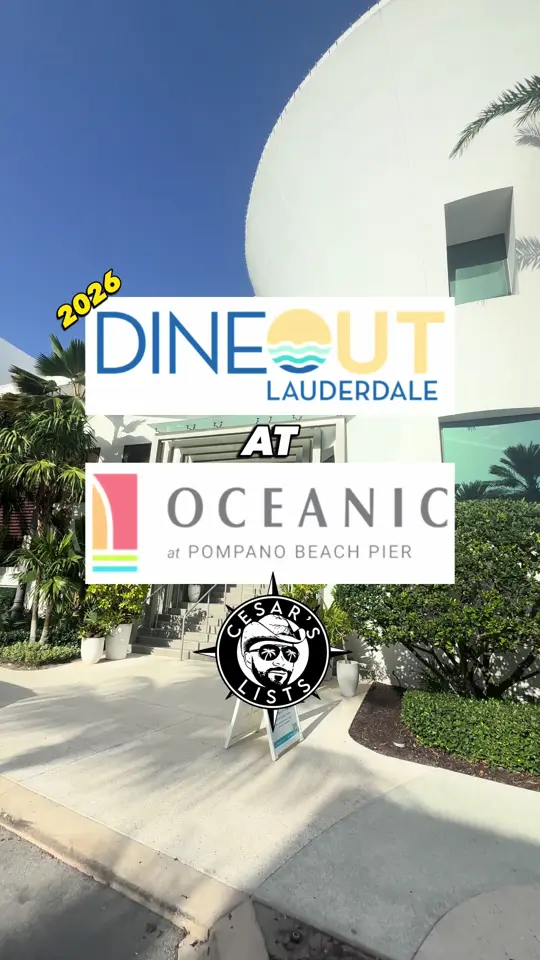 Oceanic at Pompano Beach Pier in Pompano Beach showing visit, review, ocean views, happy hour, live music, dine out lauderdale menu, video by cesarslists on TikTok