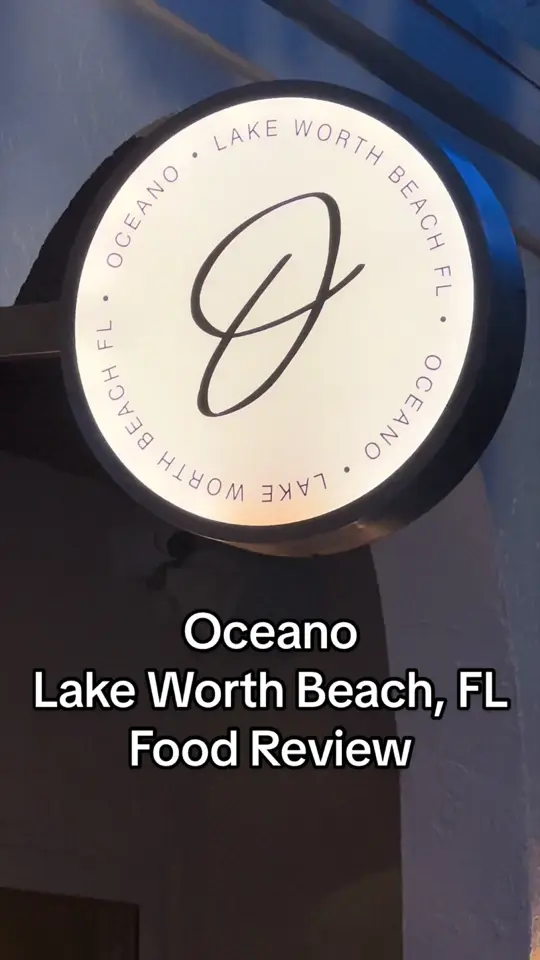 Oceano Kitchen in Lake Worth showing restaurant visit, creative seasonal dishes, fresh local seafood, handmade pastas, wood-fired pizzas, video by travelingtheblue on TikTok