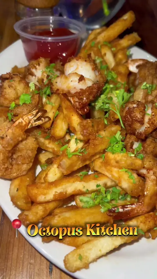 Octopus Bar in Atlanta showing visit, review, food, octopus egg rolls, video by bossuptravels on TikTok