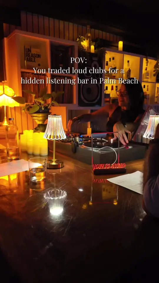 Off The Clock Listening Bar & Restaurant in Lake Worth showing cocktail, live music, atmosphere, video by influencedamass on TikTok