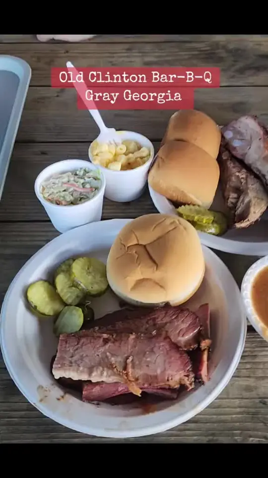 Old Clinton Barbecue House in Gray showing food, barbecue, video by foodtraveler7 on TikTok
