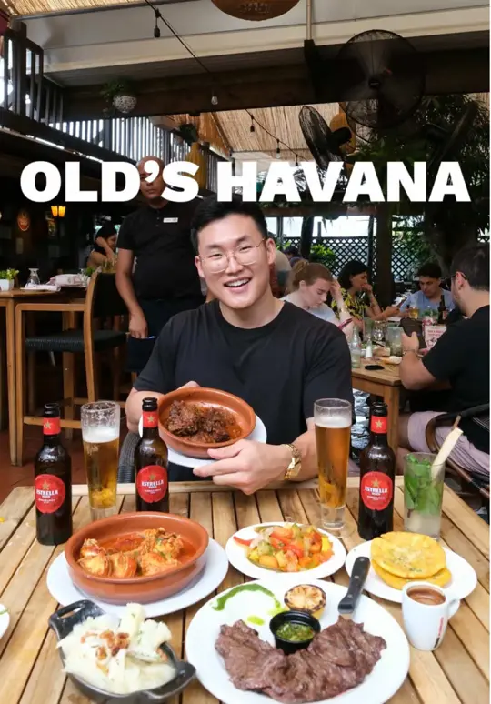 Old's Havana in Miami showing restaurant visit, cuban food, special menu, churrasco, live music, vintage atmosphere, video by zackaryeats on TikTok