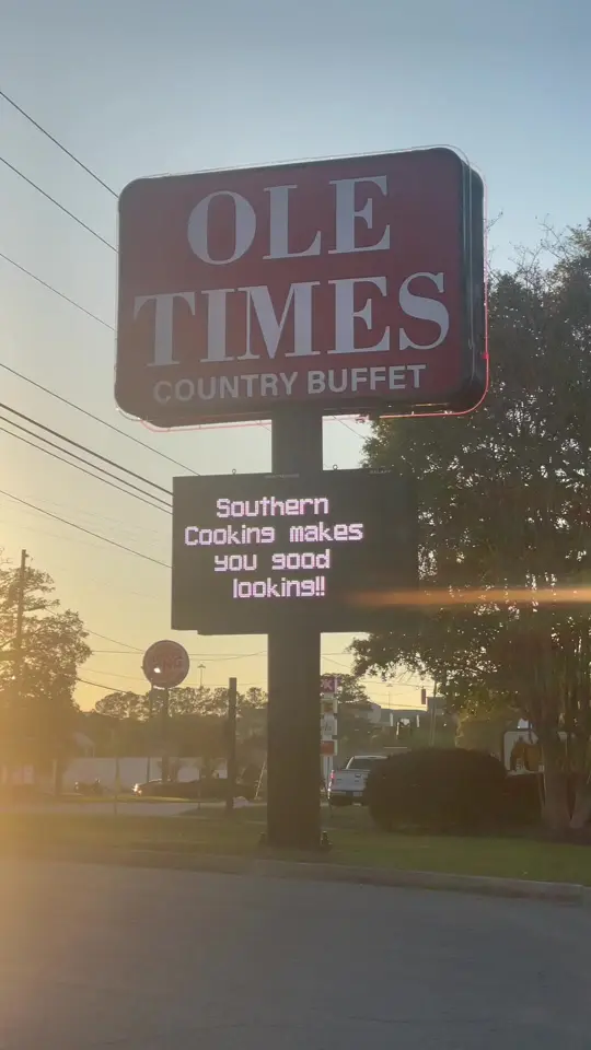 Ole Times Country Buffet in Douglas showing review, fried chicken, fried fish, fried shrimp, cornbread, collard greens, okra, video by bodiedbydoll on TikTok