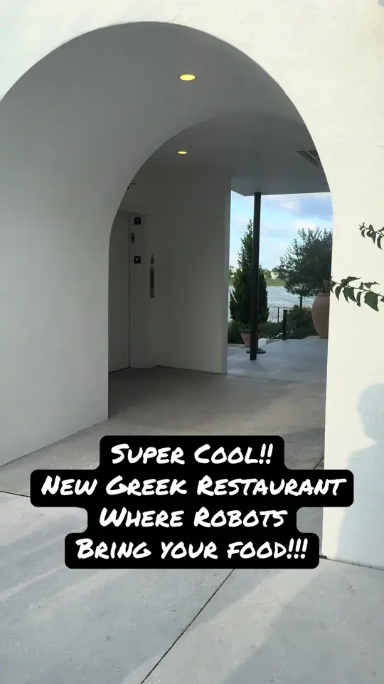 Olive Tree Greek Grill in Melbourne showing restaurant visit, robots bringing food, video by amandabelcher84 on TikTok