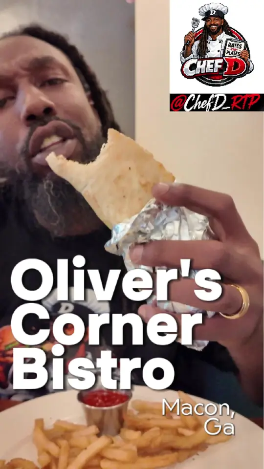 Oliver's Corner Bistro in Macon showing food review, gyros, video by chefd_rtp on TikTok