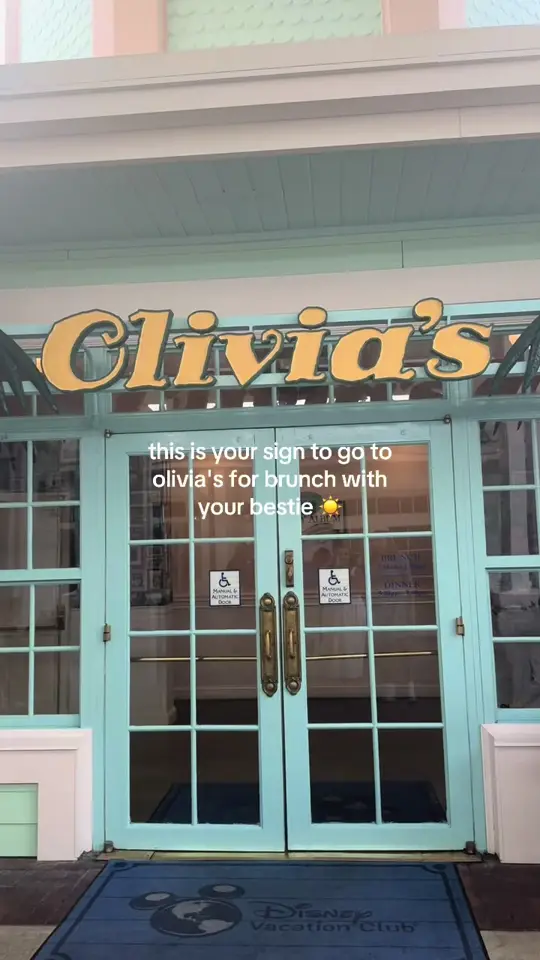Olivia's Cafe in Lake Buena Vista showing brunch, banana bread french toast, video by kk.mikayla on TikTok