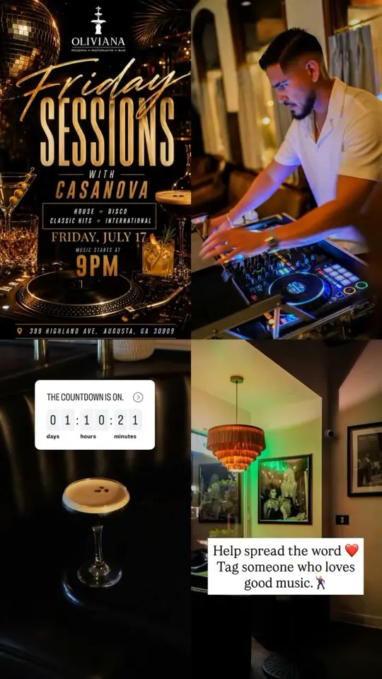Oliviana Ristorante & Bar Italiano in Augusta showing live music, dj, cocktails, video by Eduin Gomez on Facebook