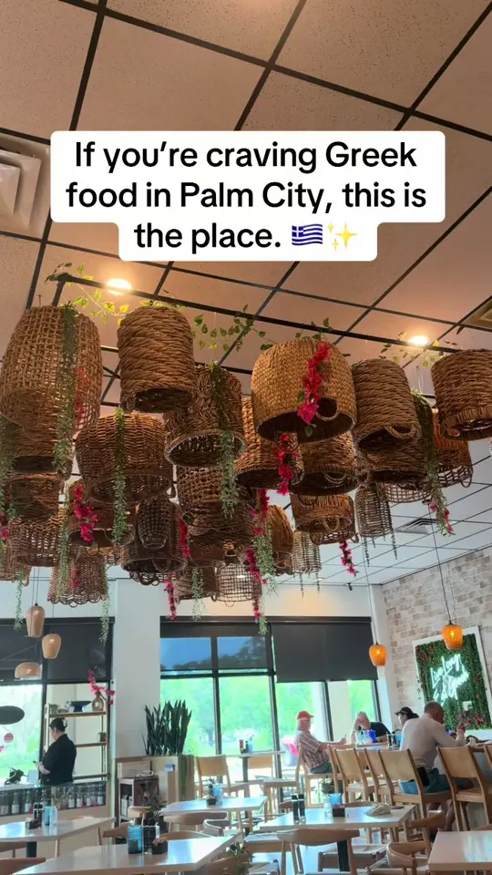 Olympic Taverna in Palm City showing review, chicken pita, falafel gyro, video by ginasgreatfinds on TikTok