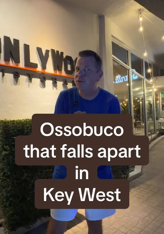 Onlywood Pizzeria Trattoria in Key West showing italian comfort food, ossobuco, caesar salad, grilled chicken, wood-fired vibes, video by keywestshawn on TikTok